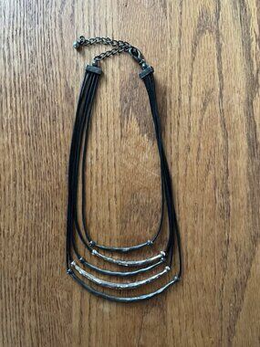 Chico's metal toned and black statement necklace